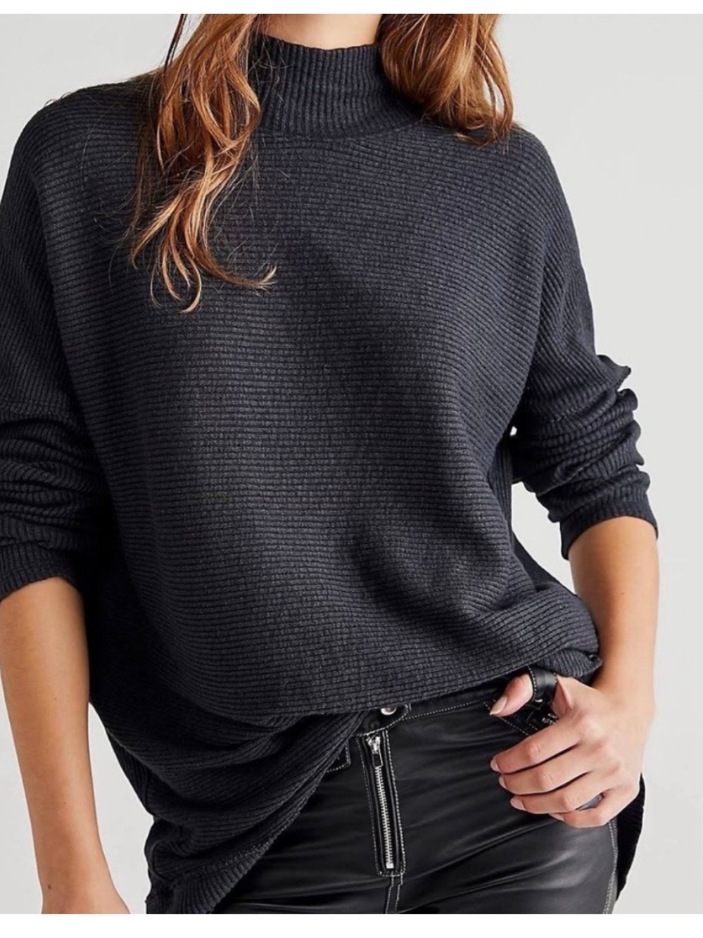 We the Free from Free People - Casey Charcoal Mock Turtle Neck in Large - basic